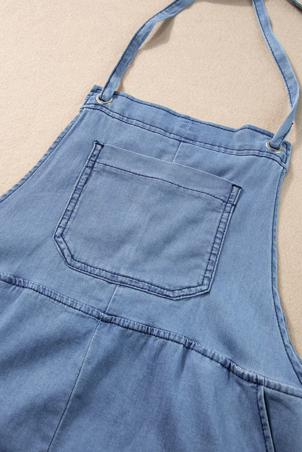 Grommet Tie Denim Romper