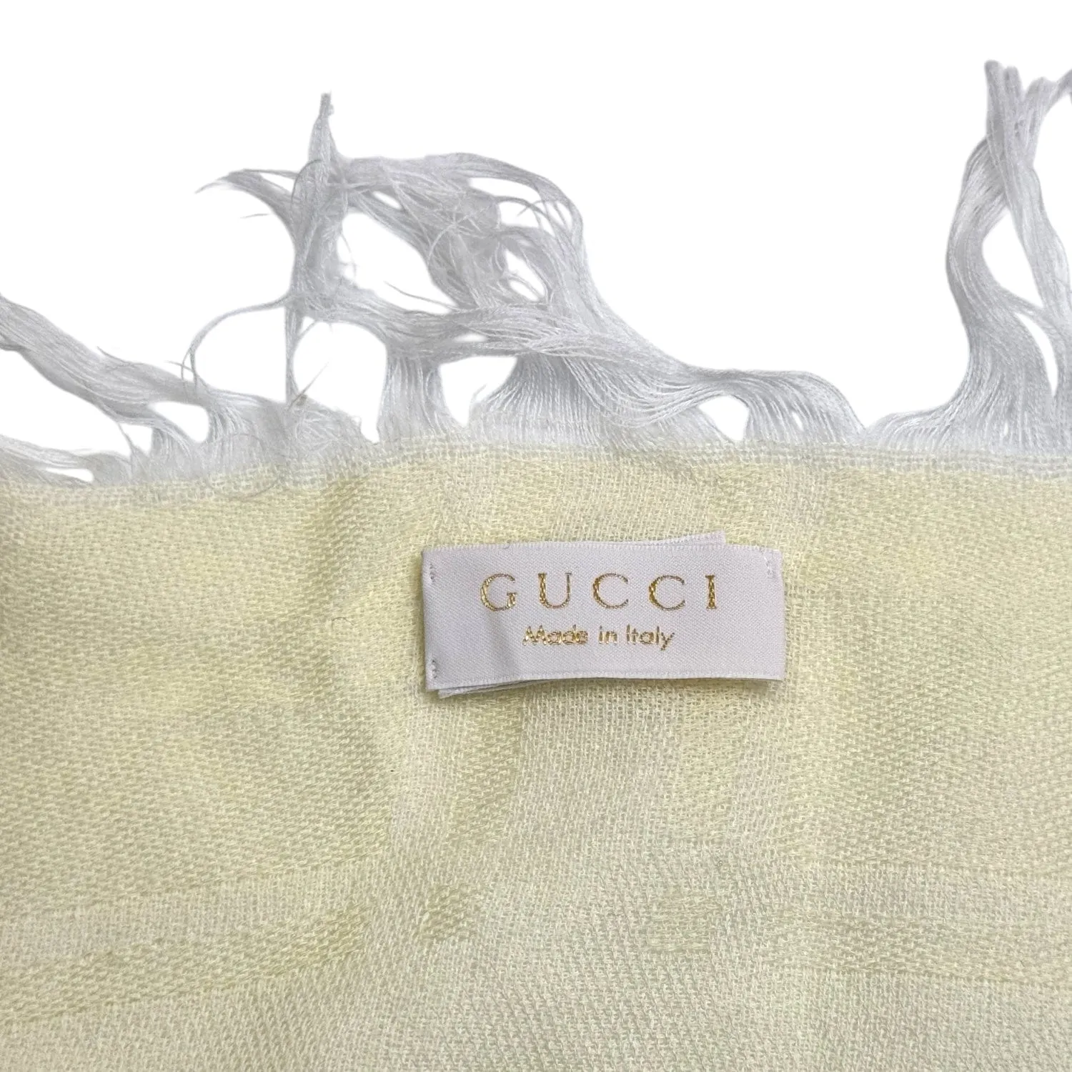 GUCCI Cotton Fringe Scarf - Pale Yellow