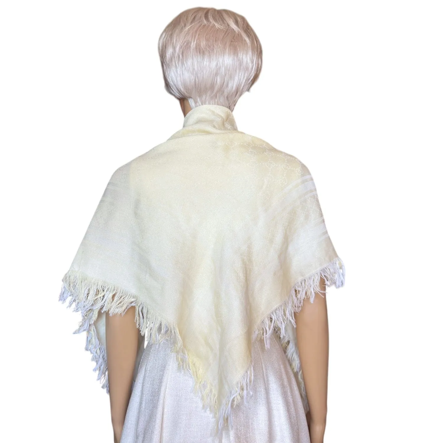 GUCCI Cotton Fringe Scarf - Pale Yellow