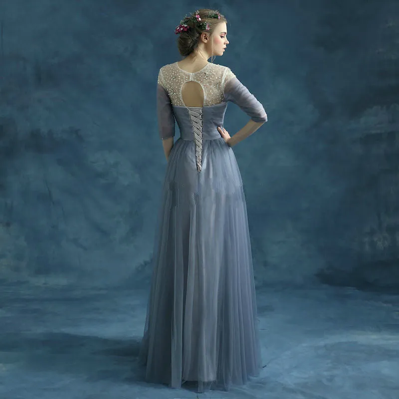 Half Sleeve Prom Dresses,A-Line Prom Dress,Evening Dress