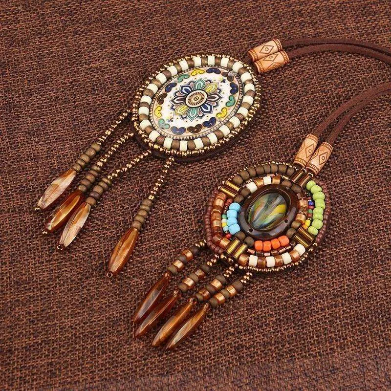 Handmade braided vintage Ethnic leather jewelry