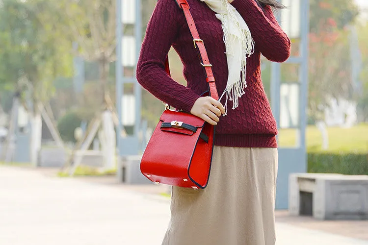 Handmade Italian Vegetable Leather Satchel Bag Messenger Shoulder Bag Crossbody Bag D036