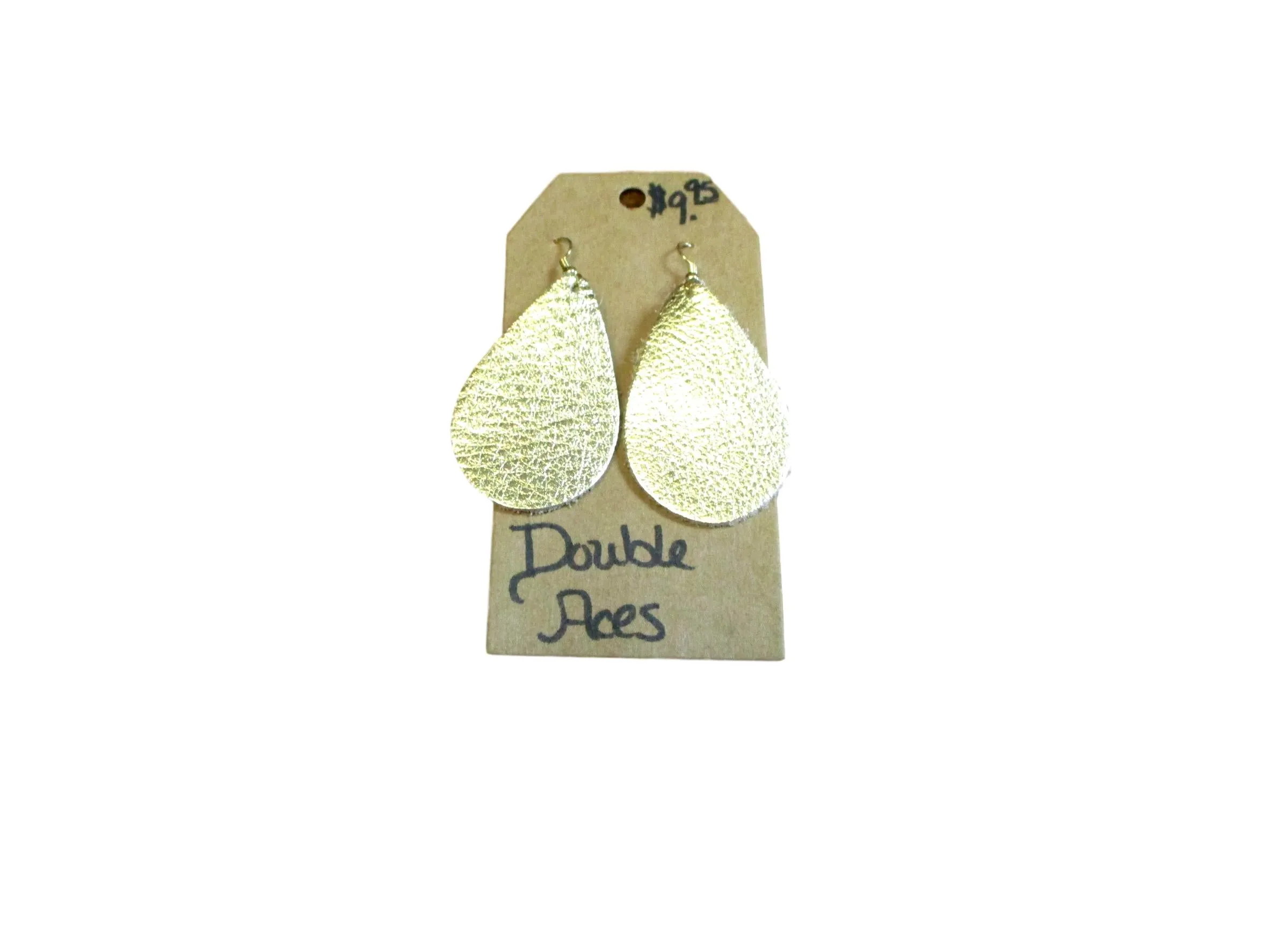 Handmade Shiny Gold Faux Leather Earring