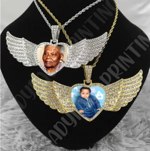 Heart Shaped Angel Wings Chain