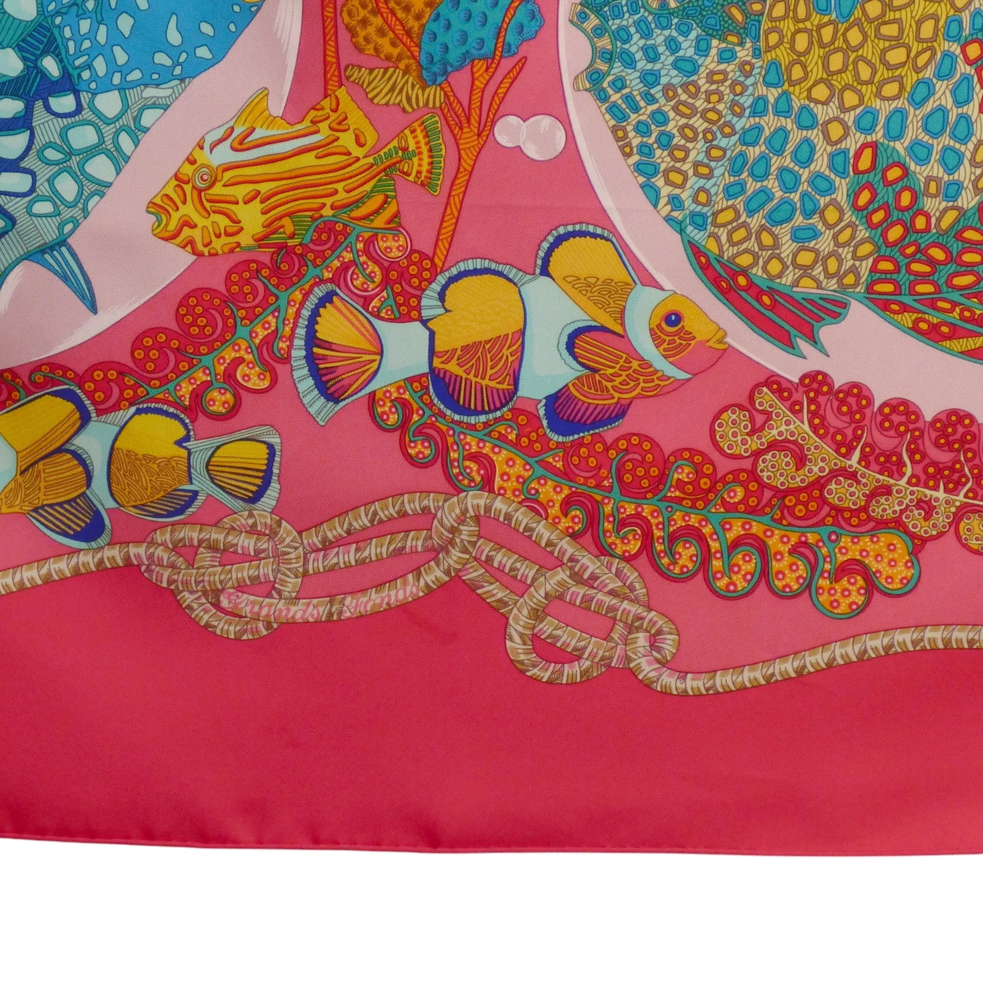 HERMES- 1992 "Grand Fonds" Silk Twill Scarf