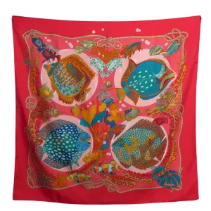HERMES- 1992 "Grand Fonds" Silk Twill Scarf