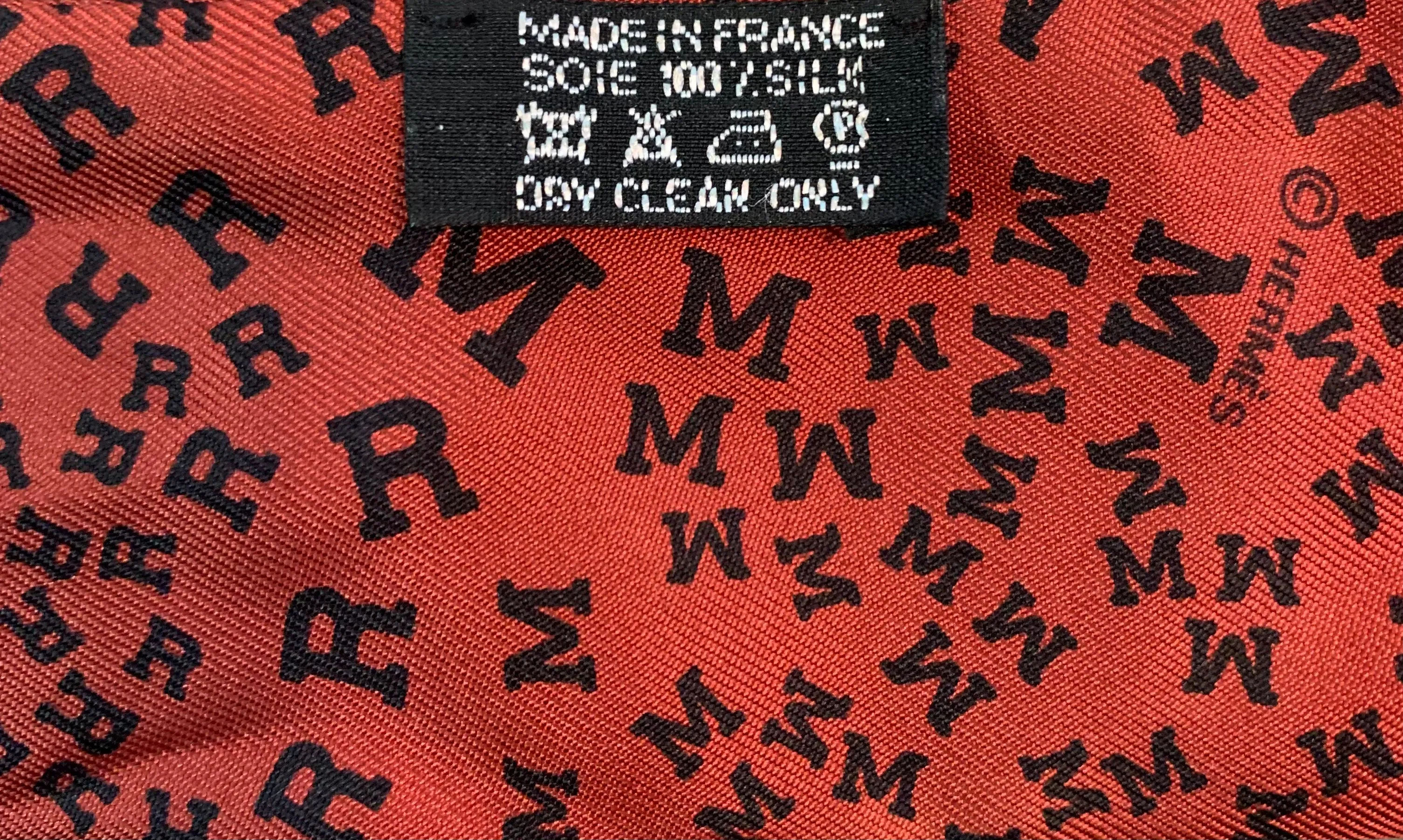 Hermes Bourdeaux Logo Silk Twilly scarf