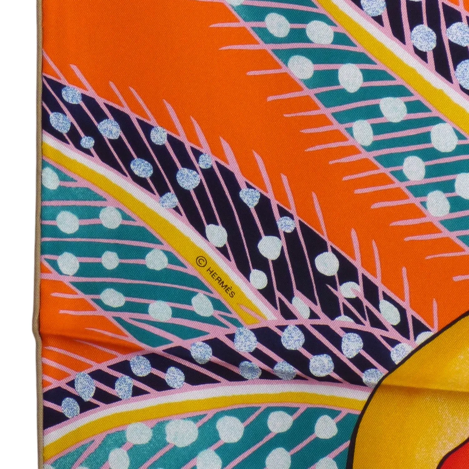HERMES- "Baobab Cat" Print Silk Twill Scarf