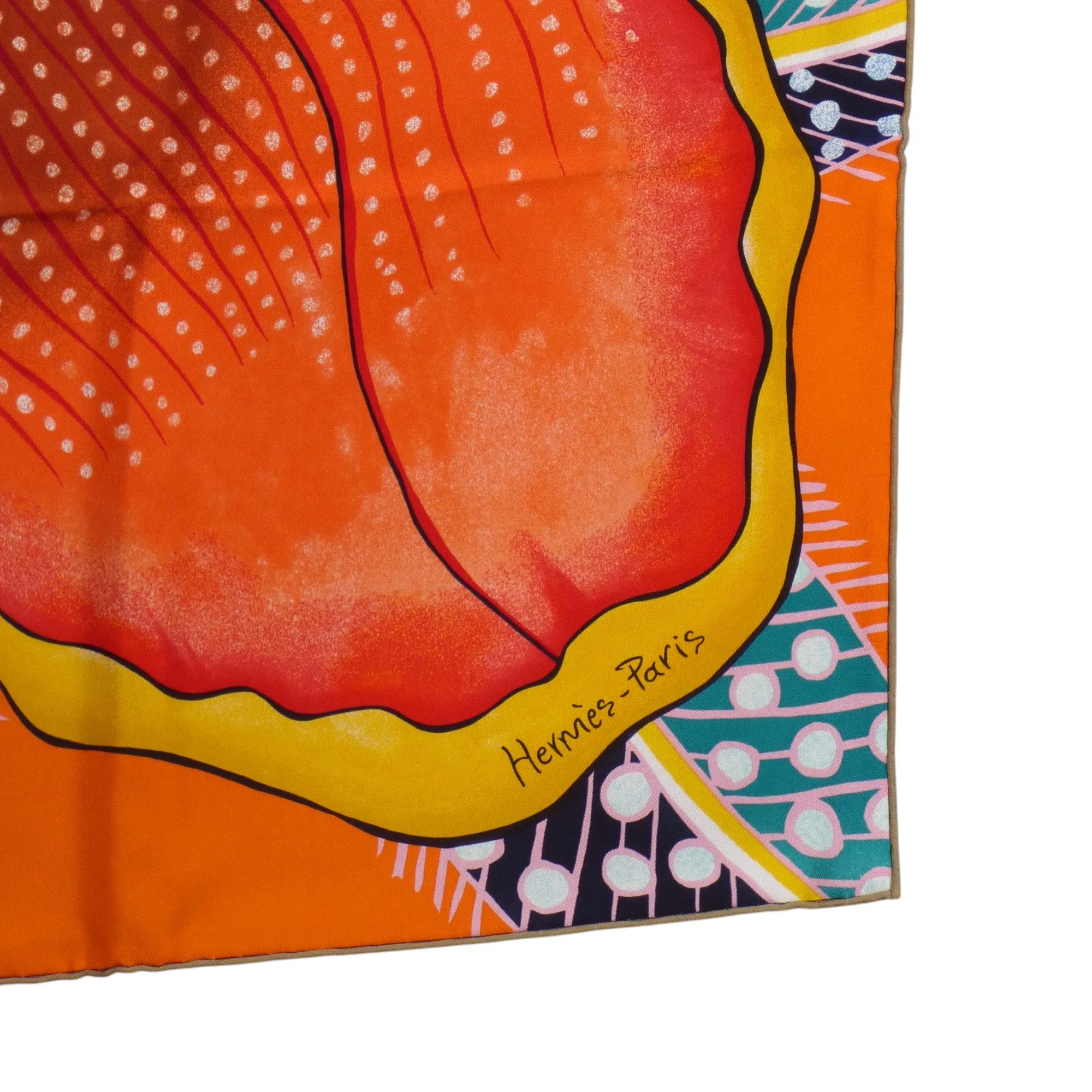 HERMES- "Baobab Cat" Print Silk Twill Scarf