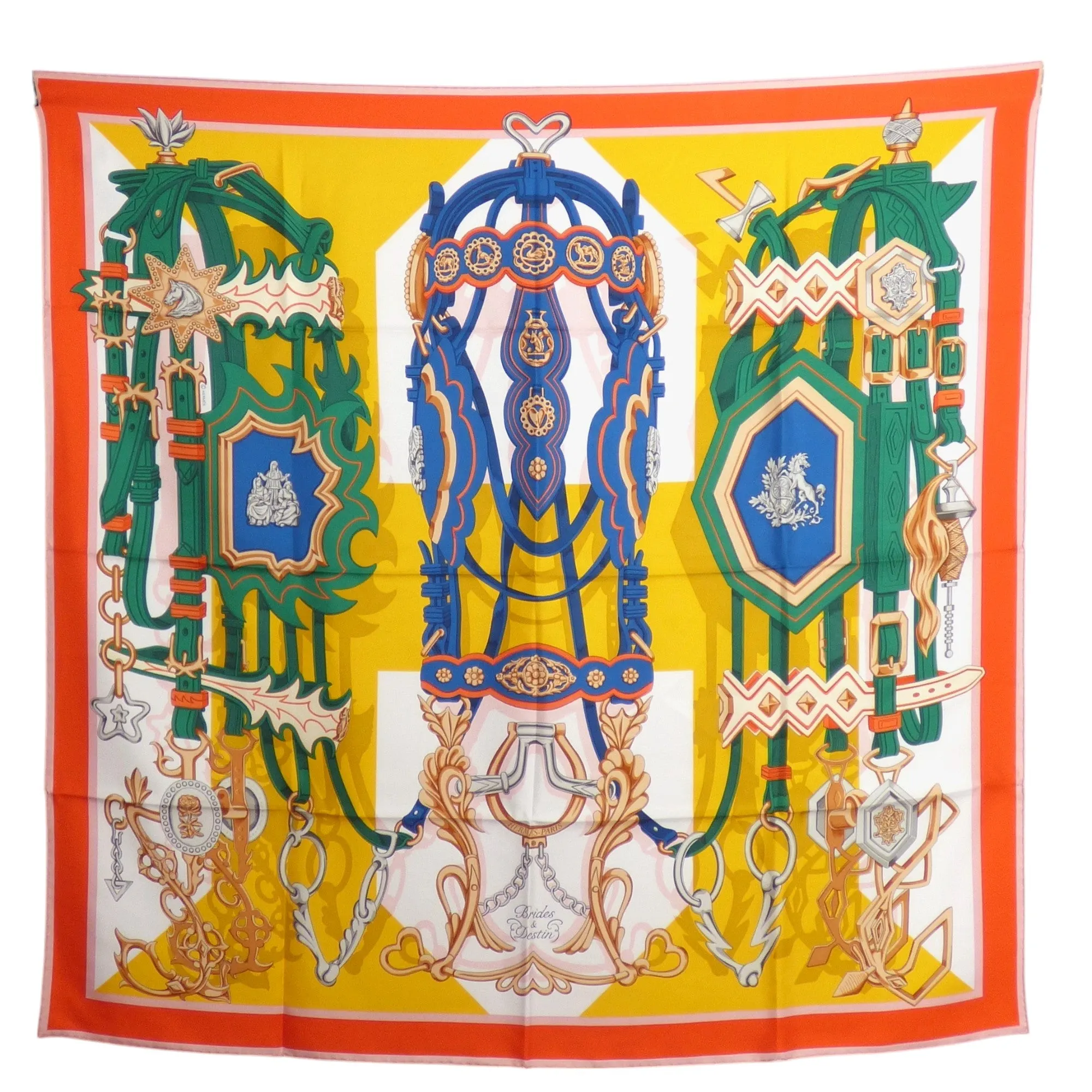 HERMES- "Brides & Destin" Print Silk Twill Scarf