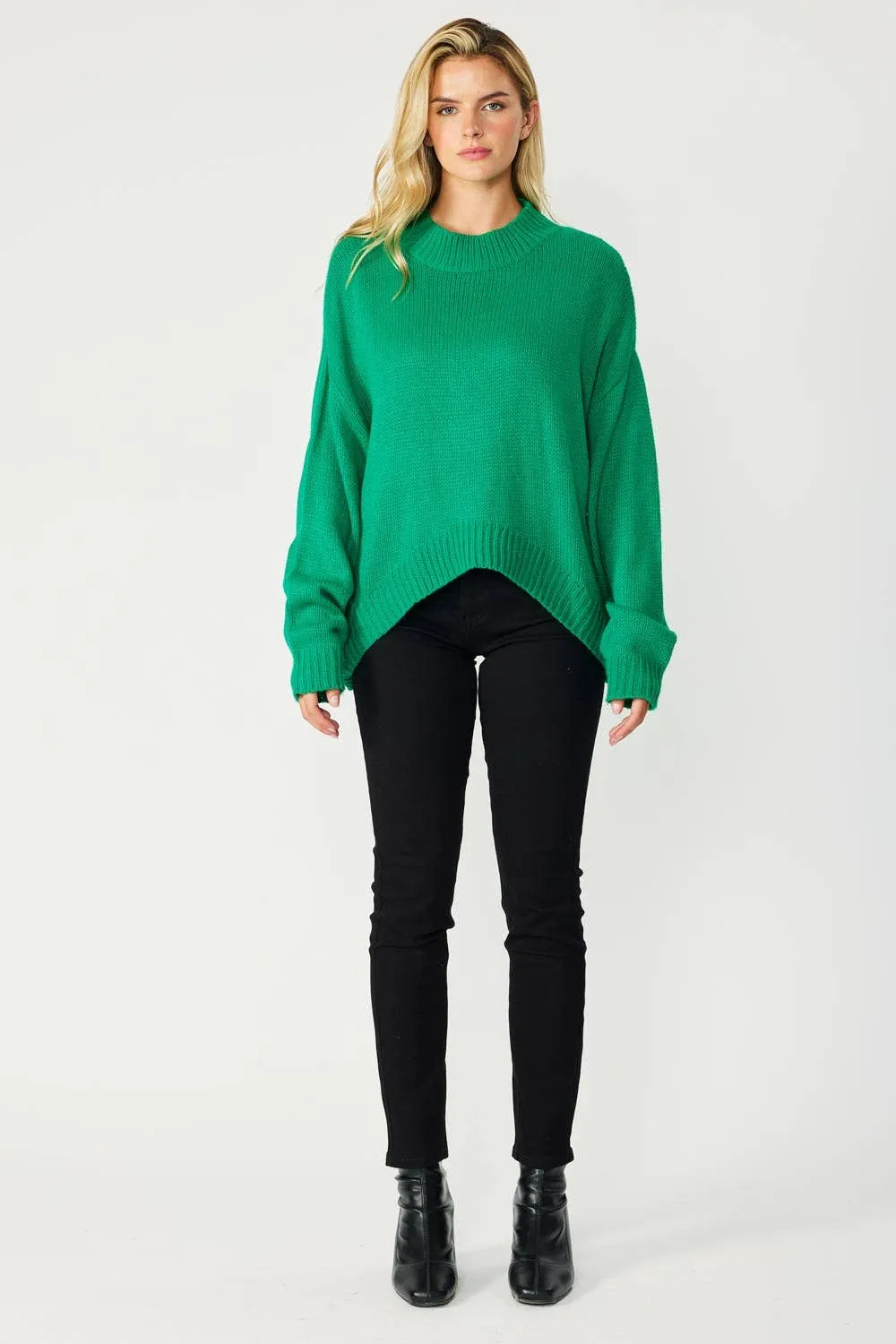 High Low Sweater | Emerald