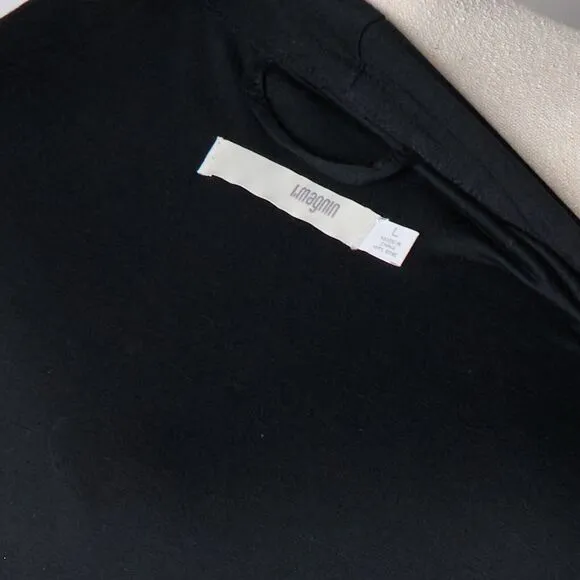 I. Magnin Wrap Robe Womens Large Black 100% Modal Long Sleeve Waist Belted