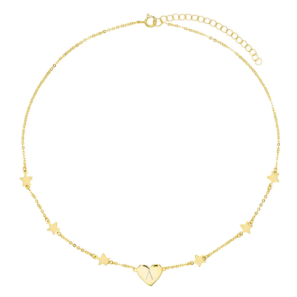 Initial Heart Stars Necklace