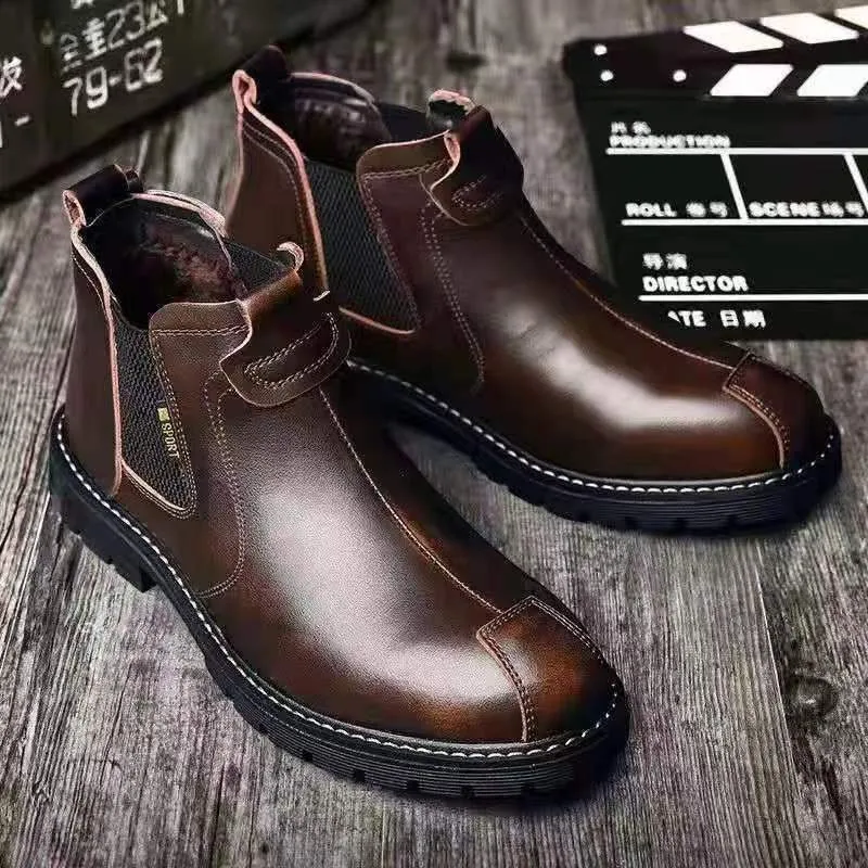 INSTOCK- Simple boots men's retro British leather boots