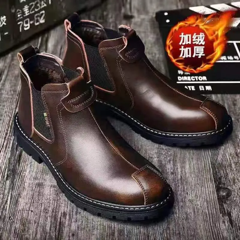 INSTOCK- Simple boots men's retro British leather boots