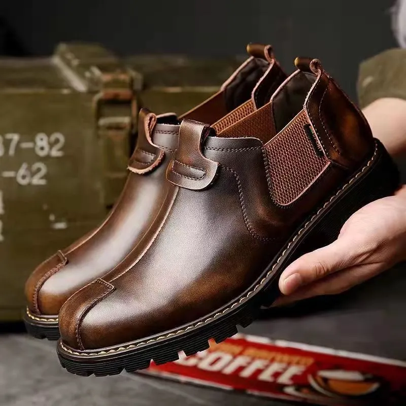 INSTOCK- Simple boots men's retro British leather boots