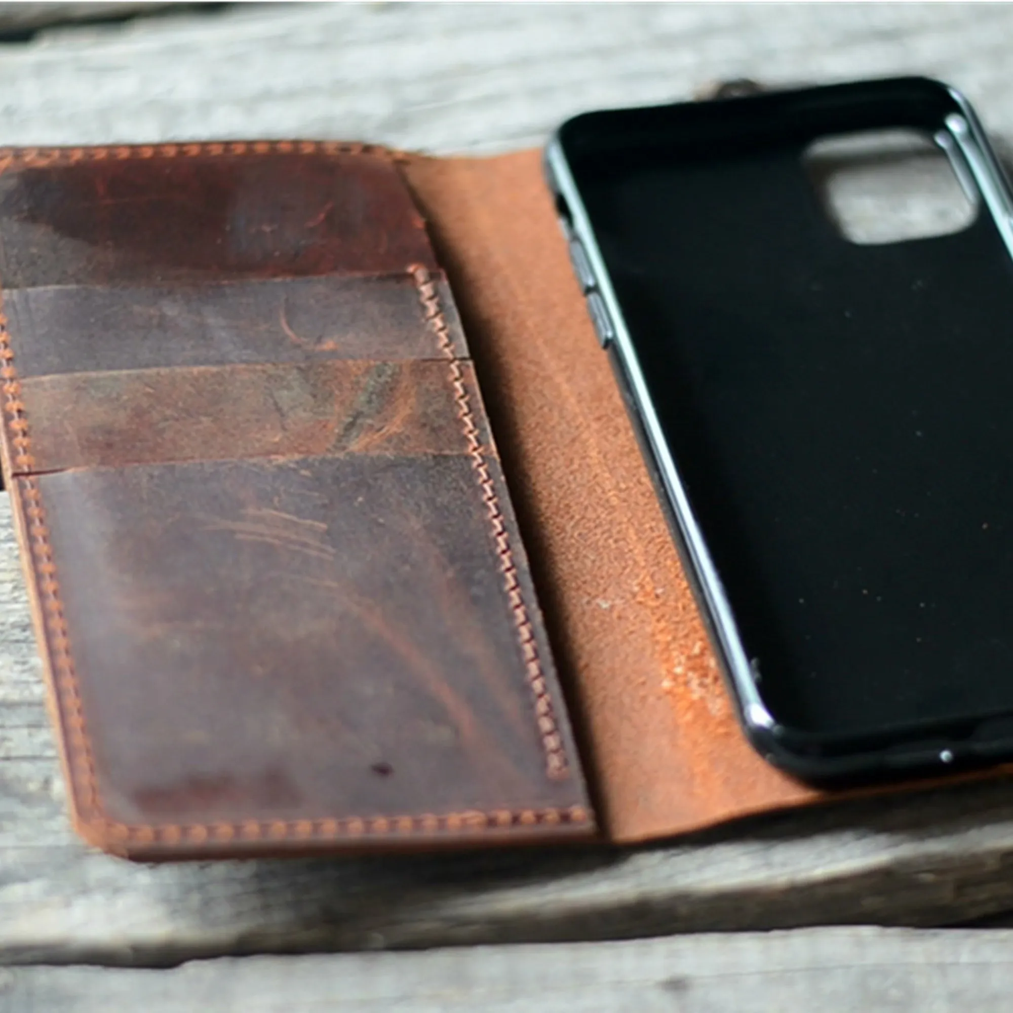 JJNUSA  Genuine Leather Distressed Wallet for One Plus 8t Case