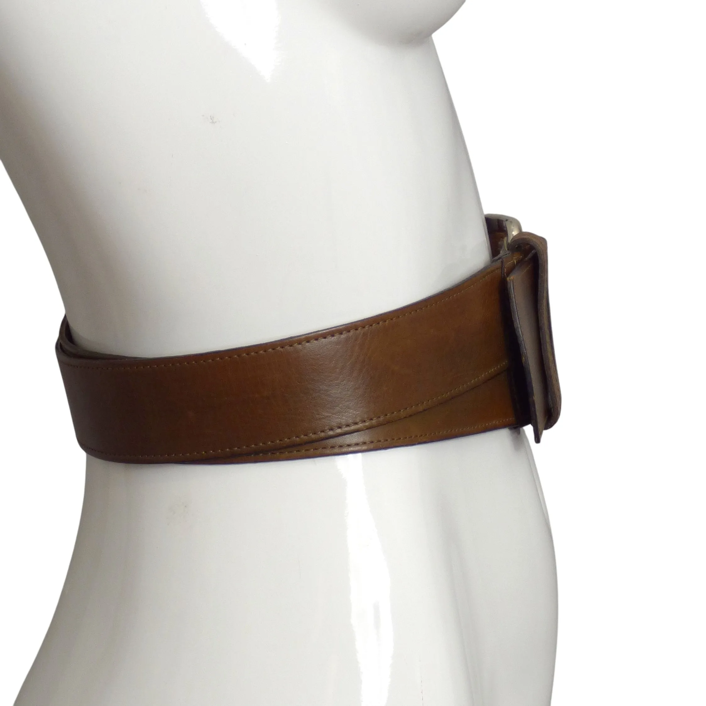 JOAN & DAVID- 1980s Brown Double Strap Belt, Size Med