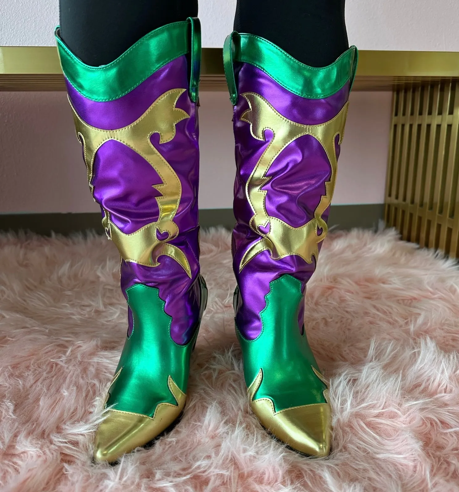 JULIANA - SHOE-NAMI EXCLUSIVE Mardi Gras Multi Metallic Cowboy Boot