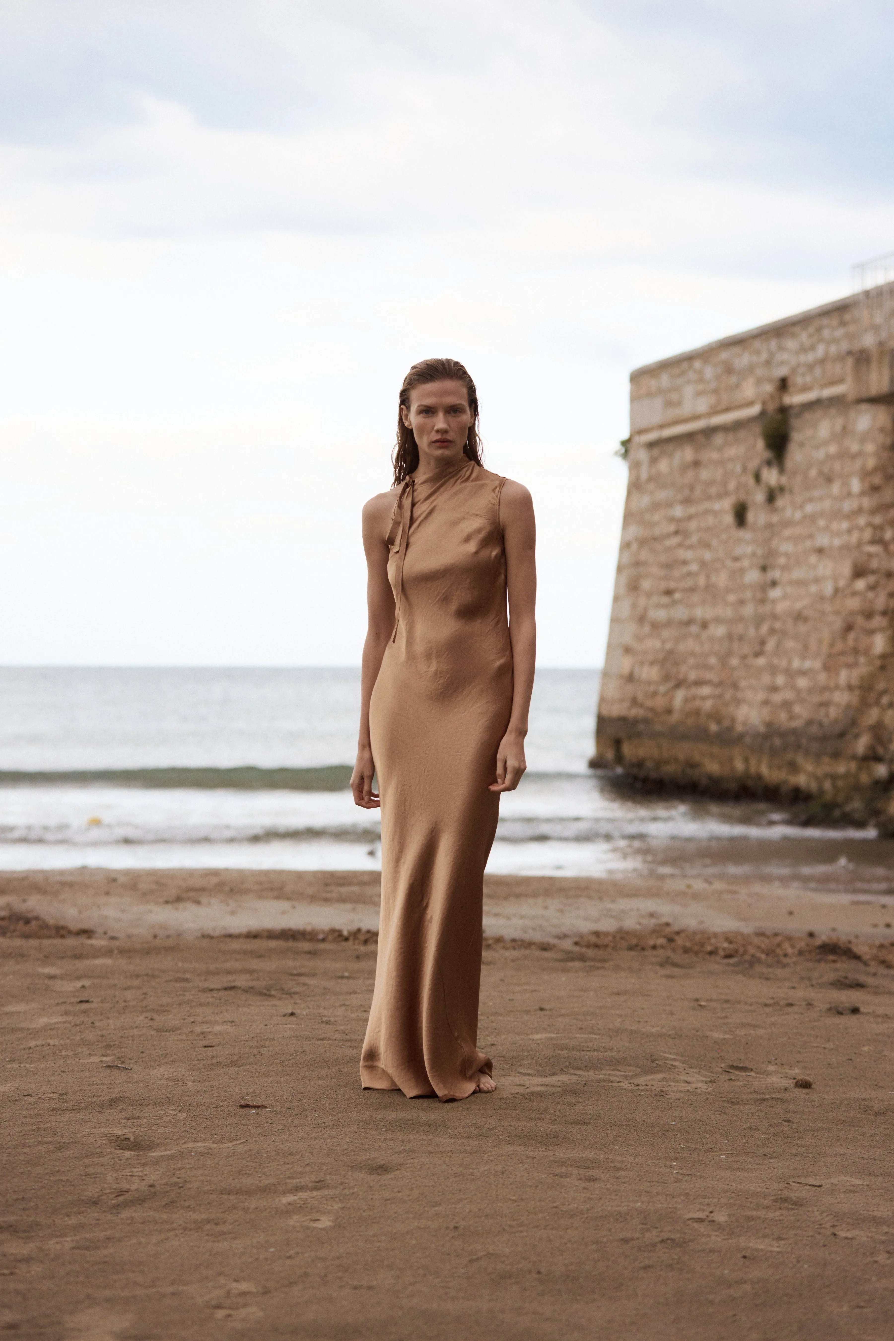 Kobe Open Shoulder Maxi Dress - Honey