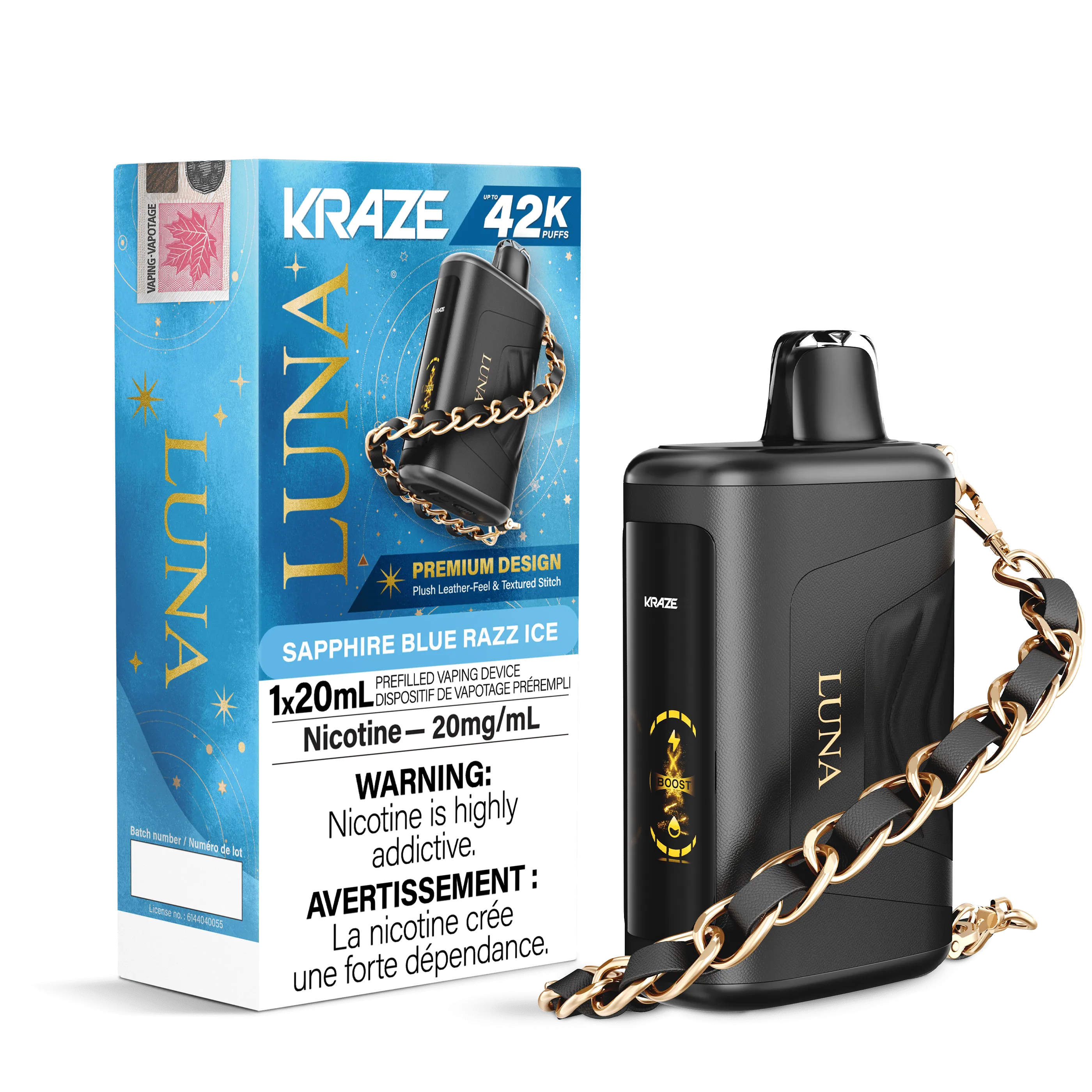Kraze Luna - Sapphire Blue Razz Ice Disposable Vape