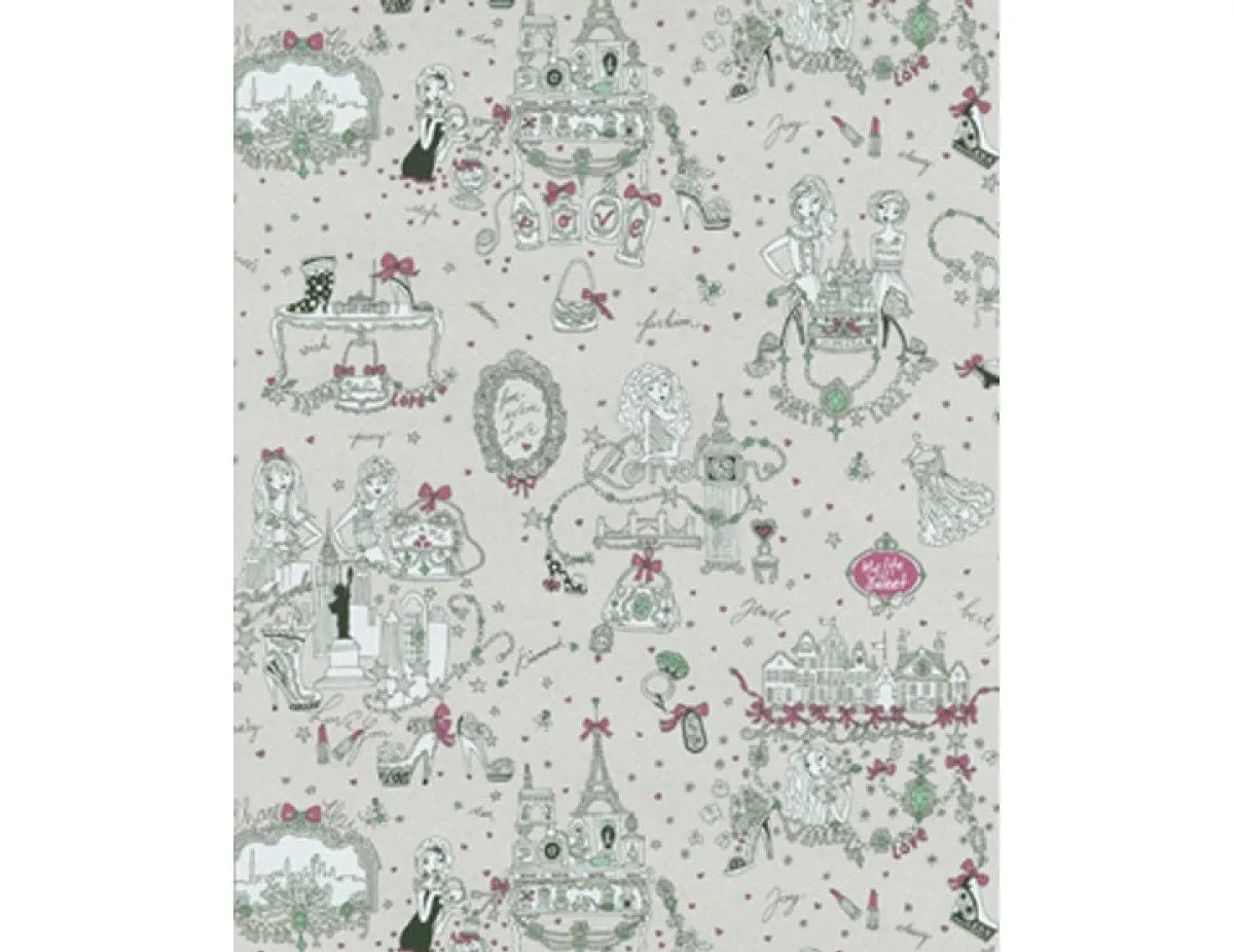 Landmarks Articles Grey Pink 7310-10 Wallpaper