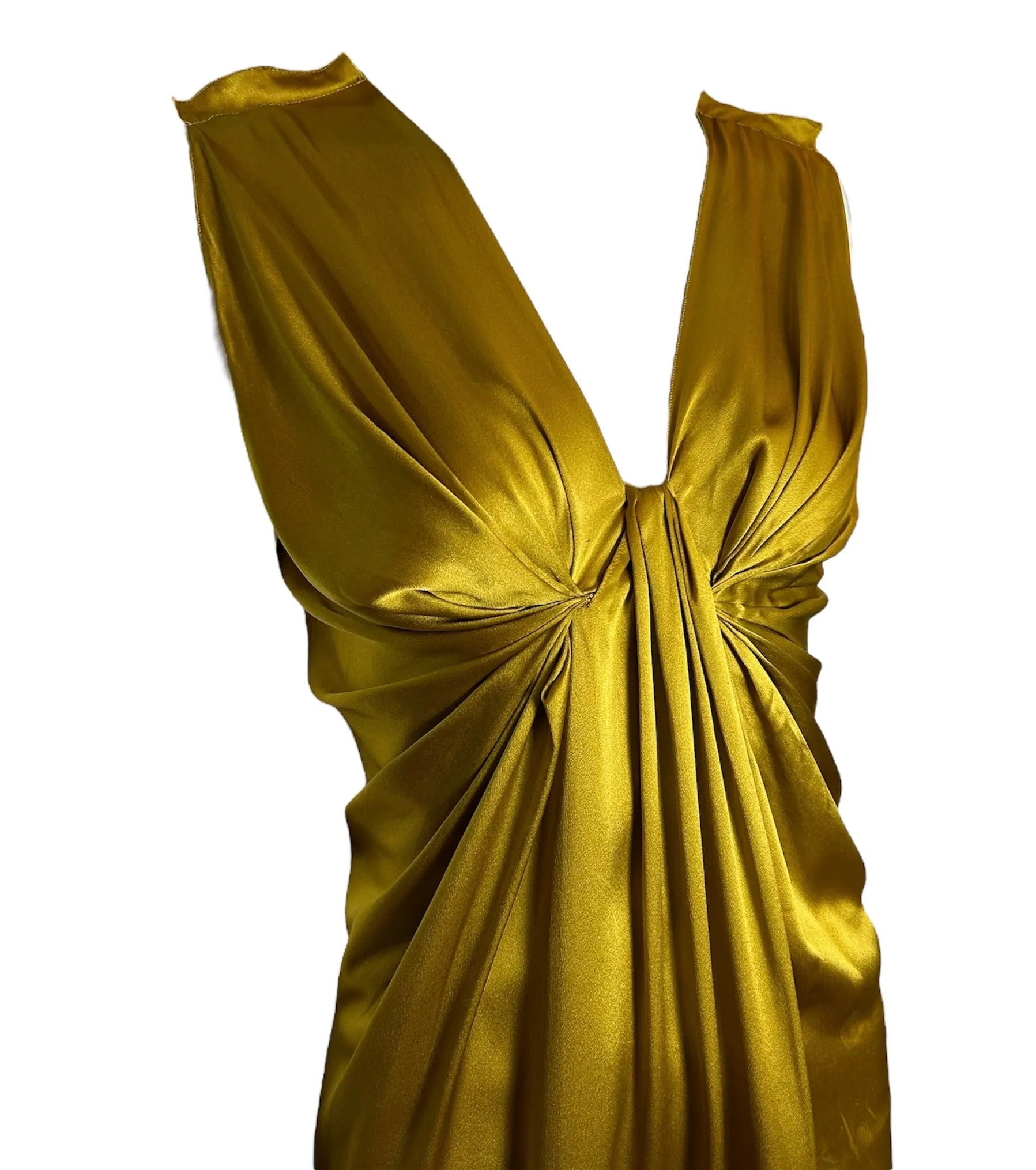 Lanvin F/W 2007 Golden Silk Charmeuse Ruched Mini Dress