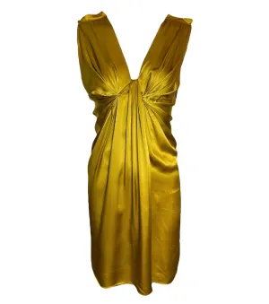 Lanvin F/W 2007 Golden Silk Charmeuse Ruched Mini Dress