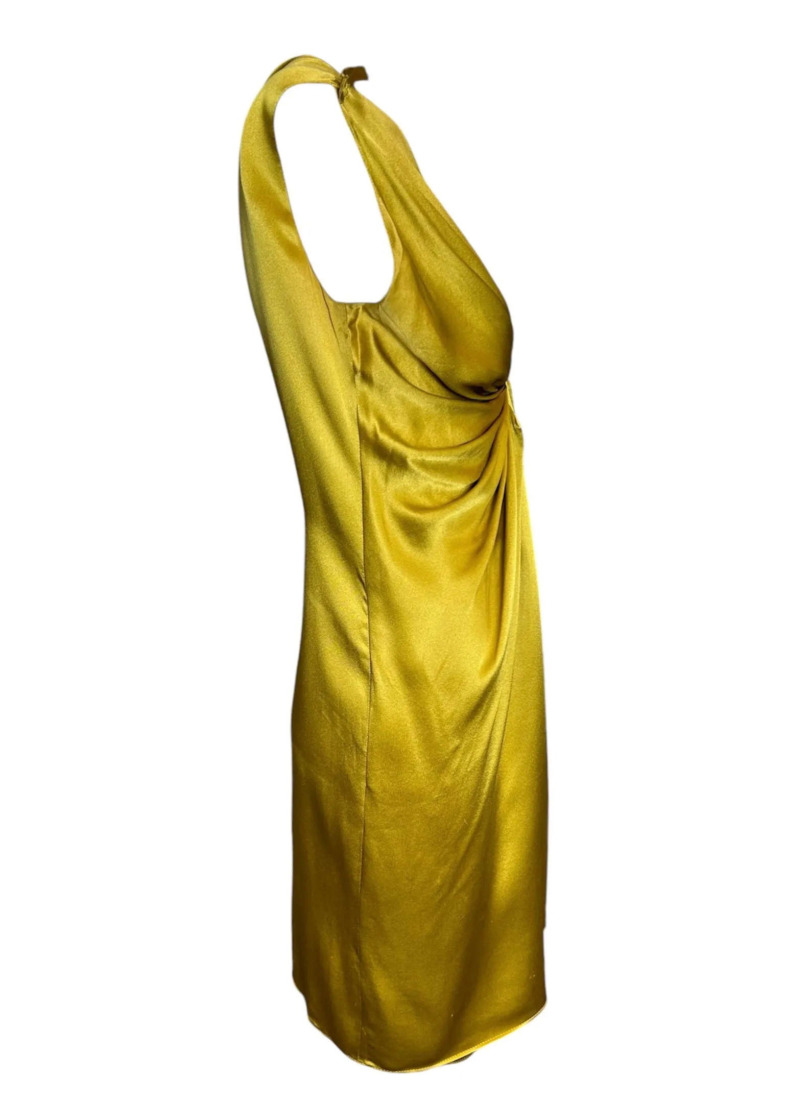 Lanvin F/W 2007 Golden Silk Charmeuse Ruched Mini Dress