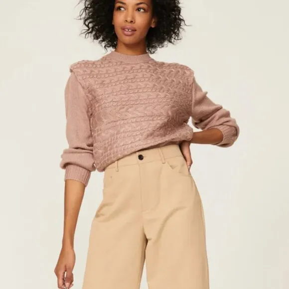 Large - 525 America - Cable Knit Shoulder Pad Sweater Rent the Runway $118 msrp