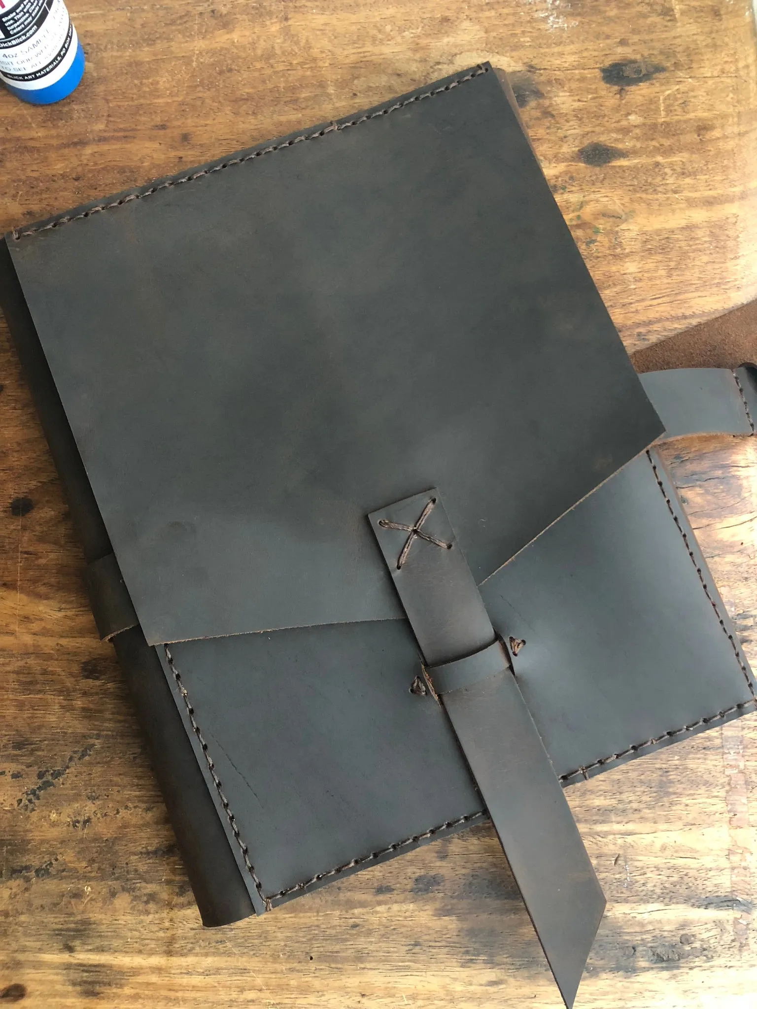 Large Sketchbook / Handmade Leather Refillable Sketchbook / iPad Pocket / Pencil Holder