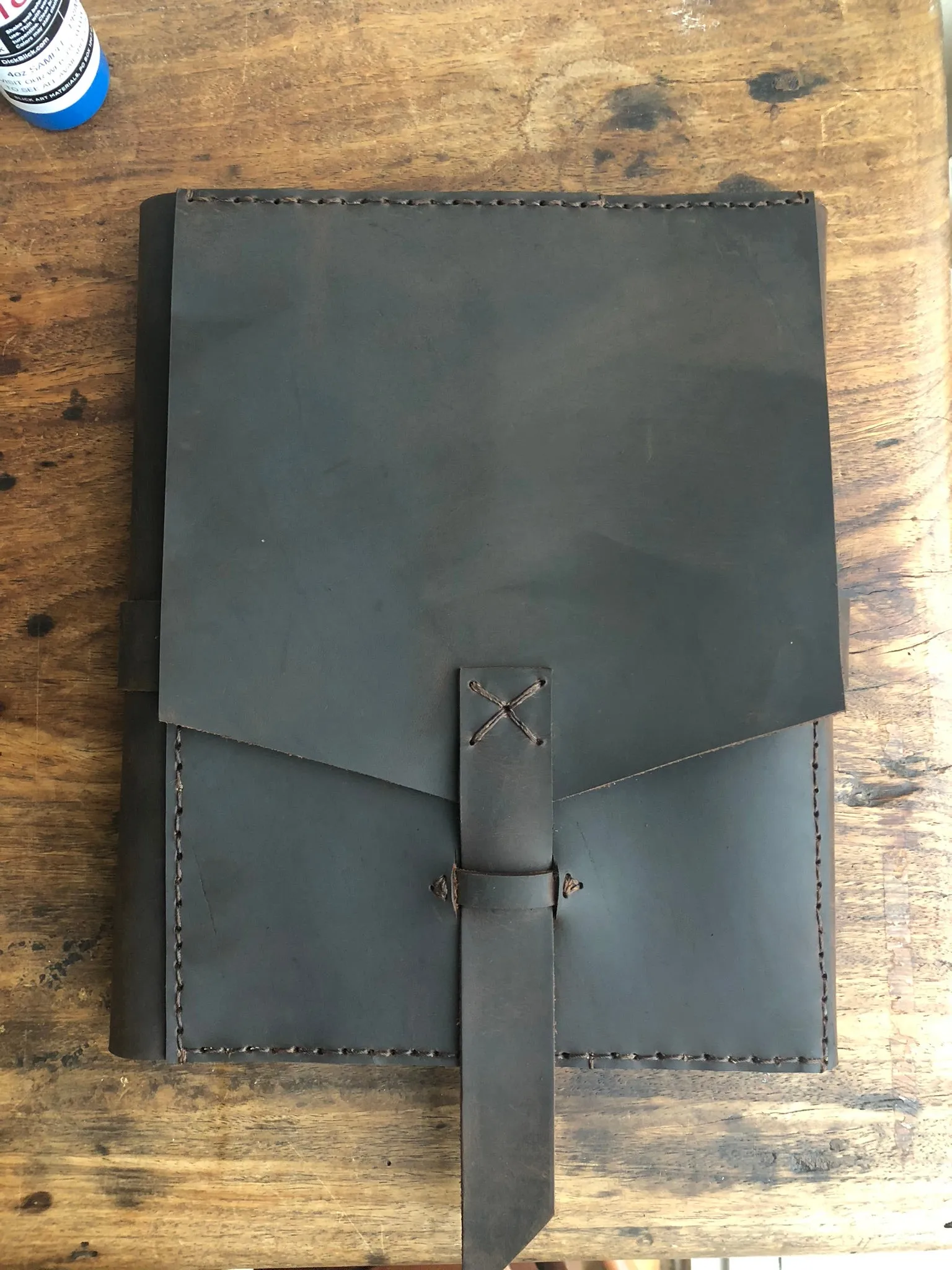 Large Sketchbook / Handmade Leather Refillable Sketchbook / iPad Pocket / Pencil Holder