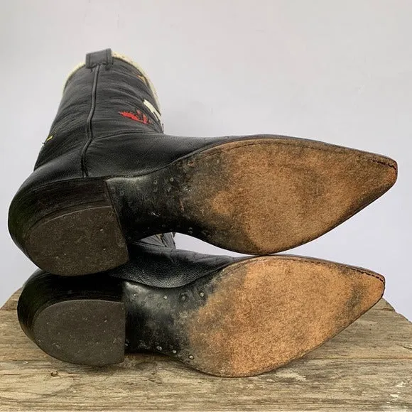 LARRY MAHAN Vintage Rodeo Cactus Black Rockabilly Cowgirl Cowboy Western Boots