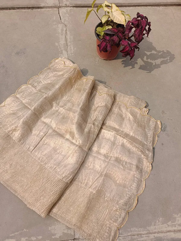 Latest and Exclusive Pure Banarasi Tissue Cutwork border Silk Saree
