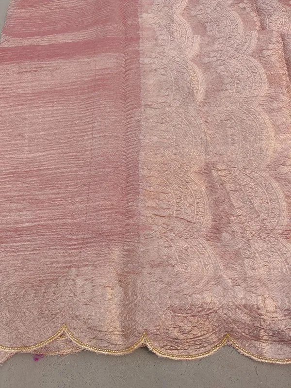 Latest and Exclusive Pure Banarasi Tissue Cutwork border Silk Saree