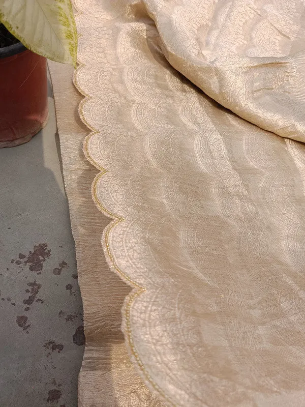 Latest and Exclusive Pure Banarasi Tissue Cutwork border Silk Saree
