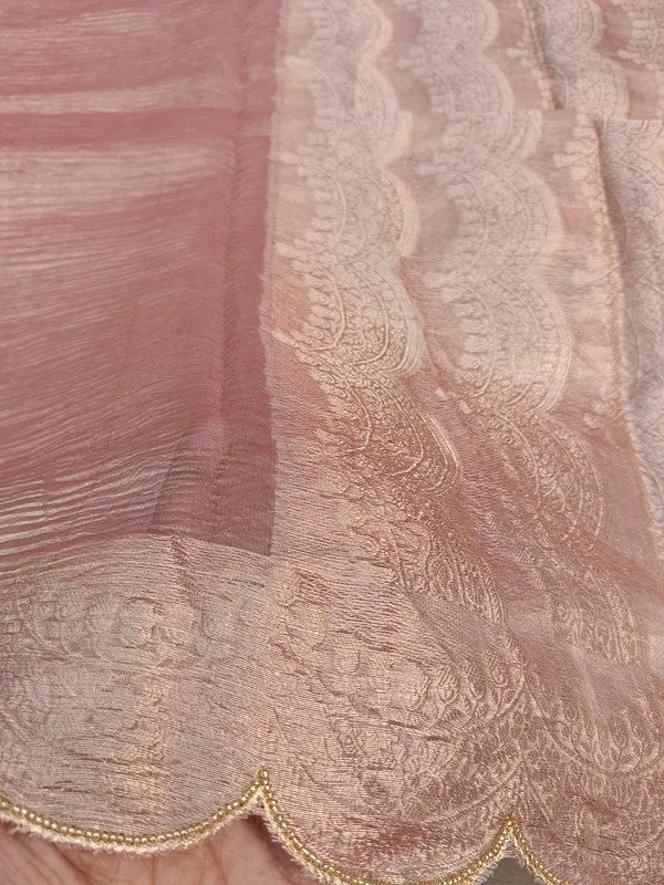 Latest and Exclusive Pure Banarasi Tissue Cutwork border Silk Saree