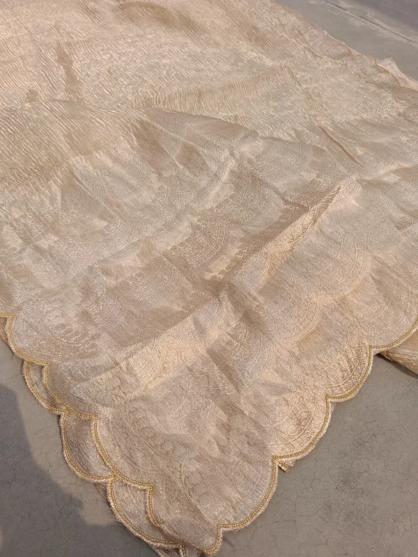 Latest and Exclusive Pure Banarasi Tissue Cutwork border Silk Saree