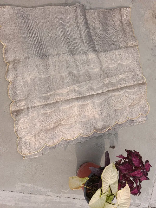 Latest and Exclusive Pure Banarasi Tissue Cutwork border Silk Saree