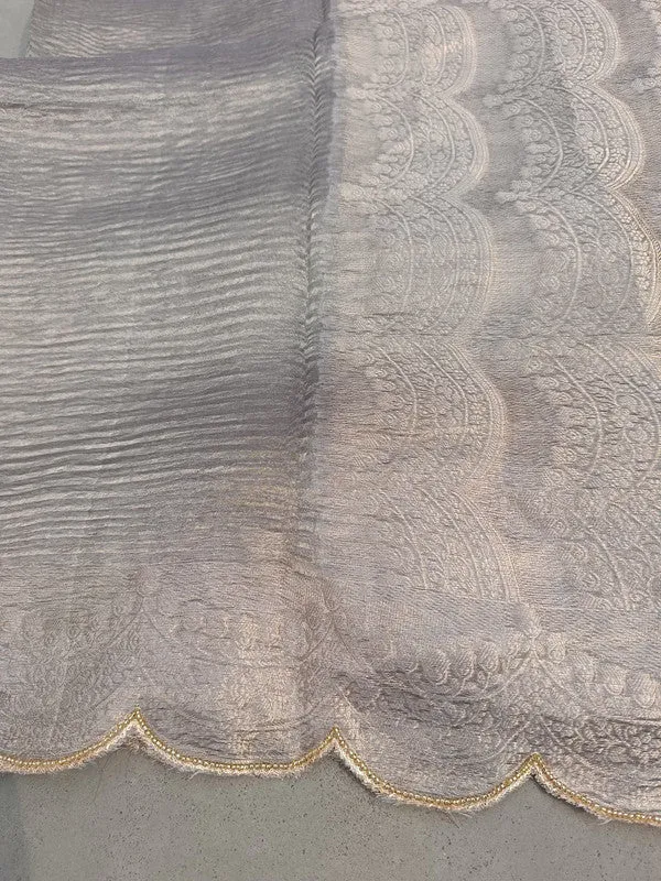 Latest and Exclusive Pure Banarasi Tissue Cutwork border Silk Saree