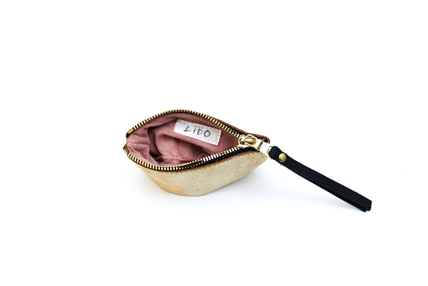 Leather Pouch, in Tan Gold Dust