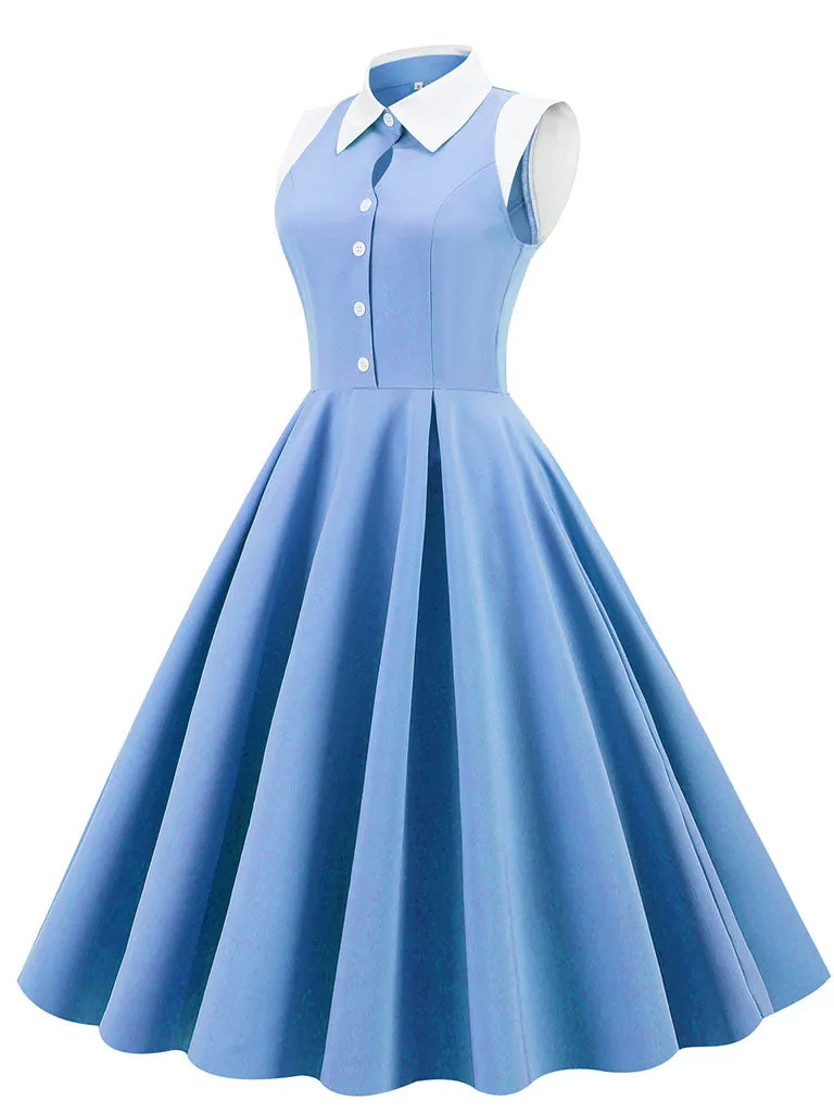 Light Blue Cinderella Style 1950S Dress With Pockets