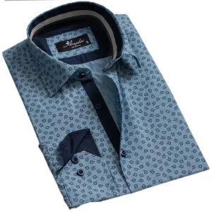 Light Denim Blue Mens Slim Fit Designer Dress Shirt - tailored Cotton Shirts for Work and Casual