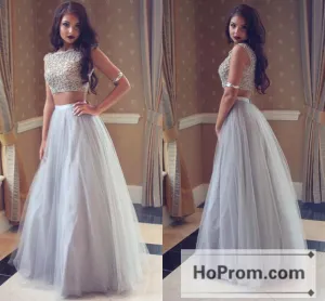 Long Beautiful Two-Pieces Prom Dress Evening Dresses