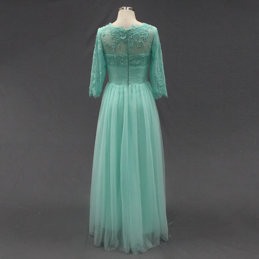 Long Sleeve Prom Dresses,Lace Prom Dress,Evening Dress