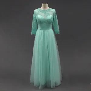 Long Sleeve Prom Dresses,Lace Prom Dress,Evening Dress