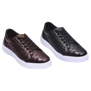 Los Altos All Over Ostrich Quill Low Top Sneakers / White Sole