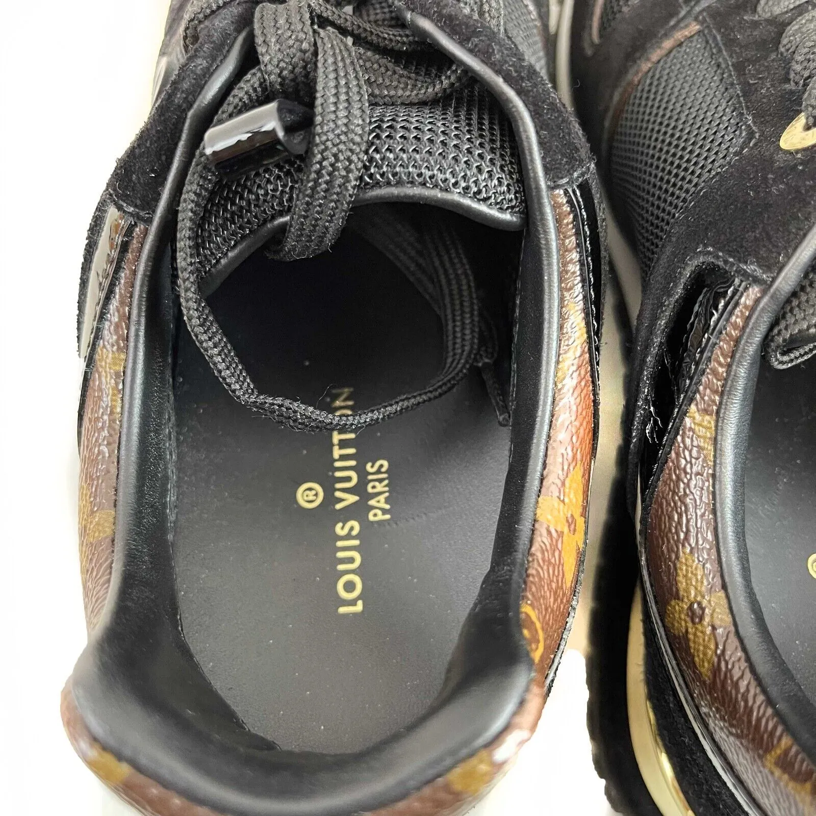 Louis Vuitton Women's Run Away Black and Brown Monogram Sneakers 38 US 8