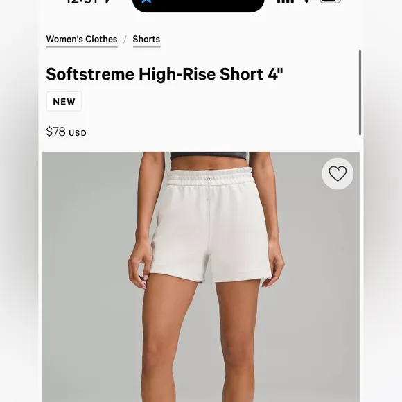 Lululemon Casual Softstreme High Rise Short