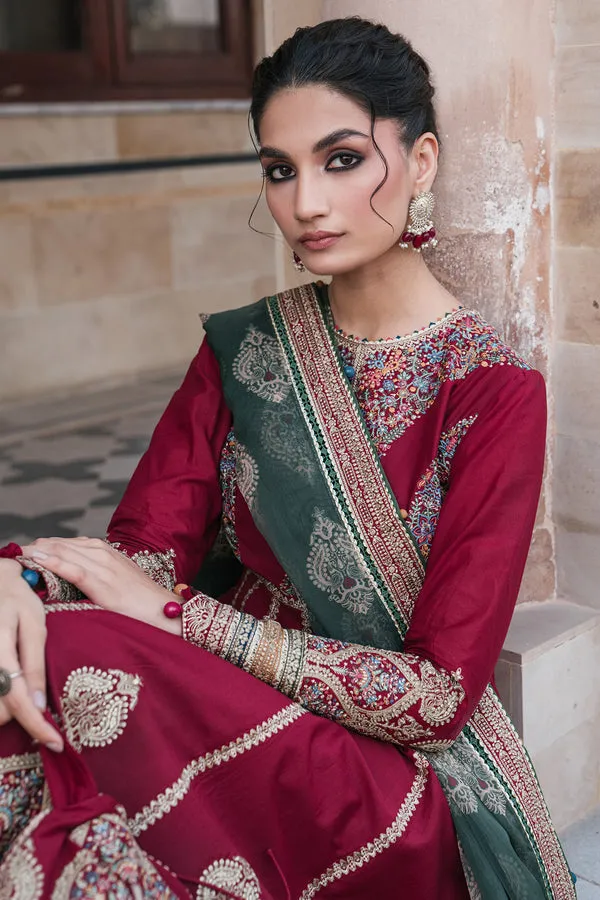 Luxury Pakistani Party Dress in Frock with Dupatta Red Dress